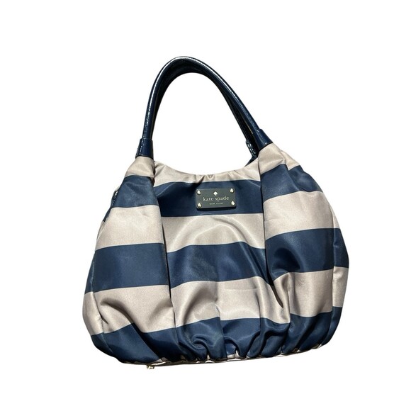 Kate Spade NY Striped Navy Blue Shoulder Bag - Picture 1 of 15